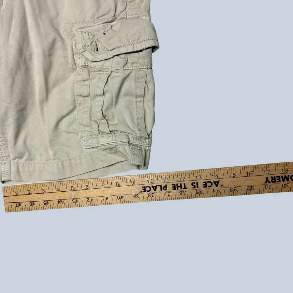 American Eagle Mens Khaki Cargo Shorts Tan Cotton Utility Size 30 1264